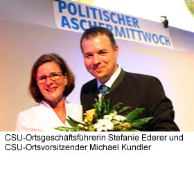 CSU-Ortsgeschftsfhrerin Stefanie Ederer und CSU-Ortsvorsitzender Michael Kundler